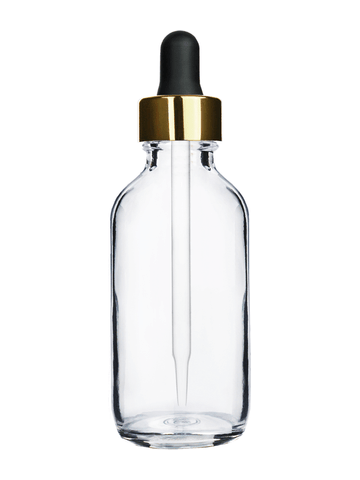 Boston Round Clear Bottle - 60ml (Multiple Dropper Colors): White / White Dropper