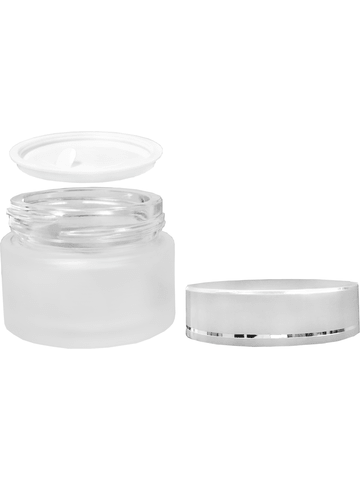 Frosted Glass Cream Jar - 40ml (Multiple Cap Colors): Silver