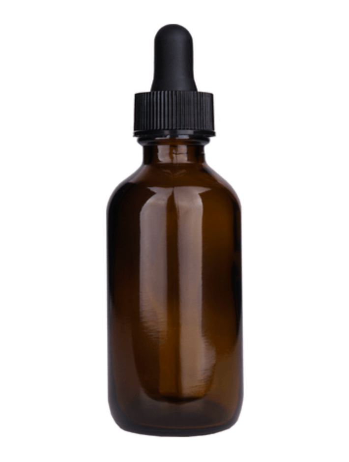 Boston Round Amber Bottle - 60ml (Multiple Dropper Colors): Black / Black Dropper