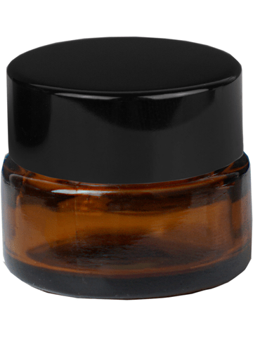 Amber Glass Cream Jar - 5ml (Multiple Cap Colors): Black